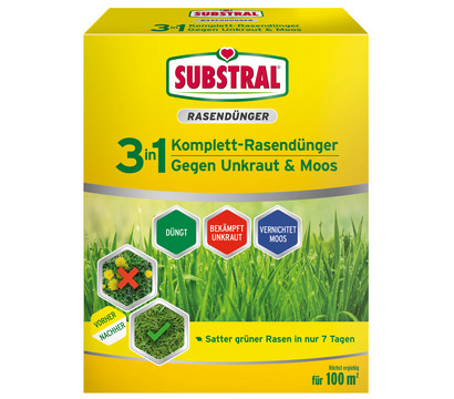 Substral® 3 in 1 Komplett-Rasendünger gegen Unkraut & Moos, 3,6 kg