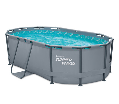 Summer Waves Frame Pool-Set, oval, anthrazit