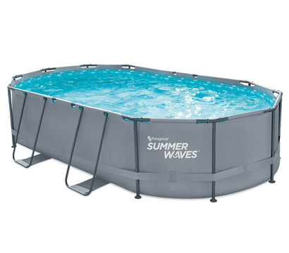 Summer Waves Frame Pool-Set, oval, anthrazit