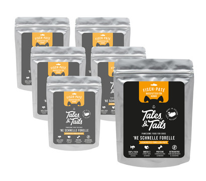 Tales & Tails Paté-Nassfutter für Hunde Ne schnelle Forelle, 12 x 100 g/6 x 300 g