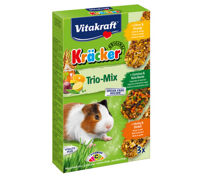Vitakraft Kräcker Trio-Mix, Citrus, Gemüse & Honig für Meerschweinchen