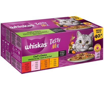 Whiskas® Nassfutter für Katzen Tasty Mix Chef's Choice in Sauce, Adult, 40 x 85 g