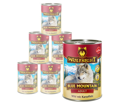 WOLFSBLUT Nassfutter für Hunde Blue Mountain, Adult, Wild mit Kartoffel
