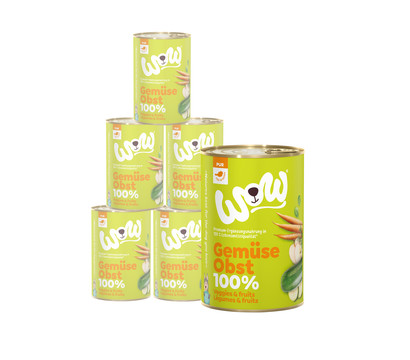 WOW® Nassfutter für Hunde Pur, 100 % Gemüse & Obst, 6 x 400 g
