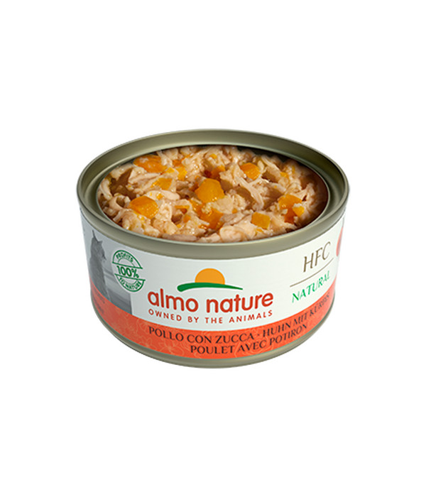 almo nature Nassfutter für Katzen HFC Natural, Huhn mit Kürbis, 24 x 70 g
