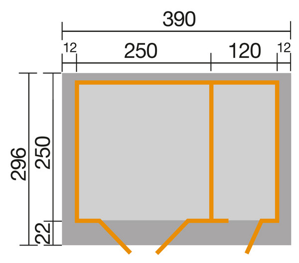 Weka Gartenhaus 254 Gr. 2, ca. B390/H222/T296 cm