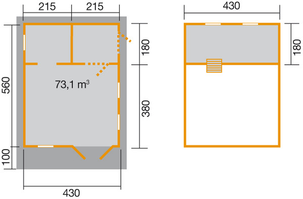 Weka Weekendhaus 155, ca. B500/H358/T690 cm