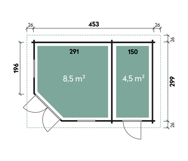 Wolff Finnhaus Gartenhaus Anna 40-A/2, ca. B503/H284/T349 cm