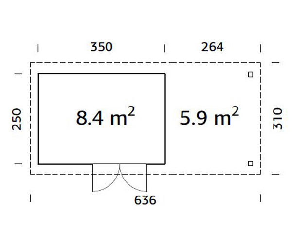 Palmako Gartenhaus Lara, inkl. Seitendach, ca. B636/H221/T310 cm