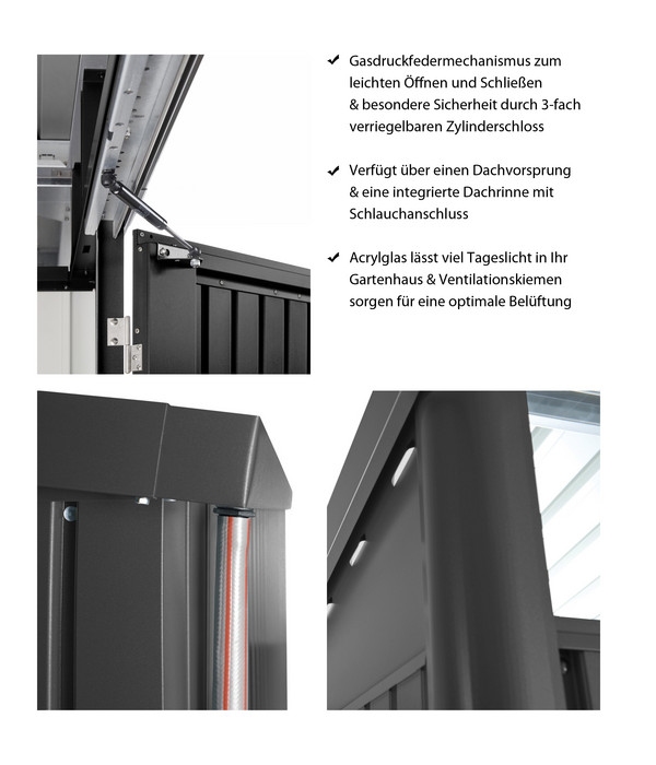 Biohort Gerätehaus AvantGarde® Gr. A3, ca. B180/H218/T300 cm