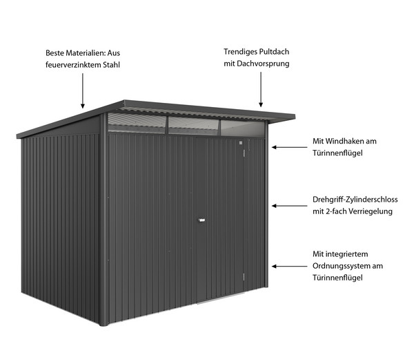 Biohort Metallgerätehaus AvantGarde ECO A5, ca. B260/H218/T220 cm