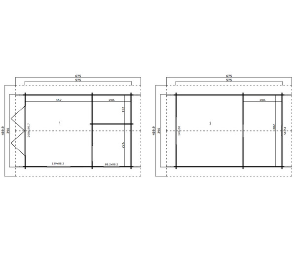 Lasita Maja Blockbohlenhaus Caroline 2.3, ca. B675/H330,6/T489,9 cm