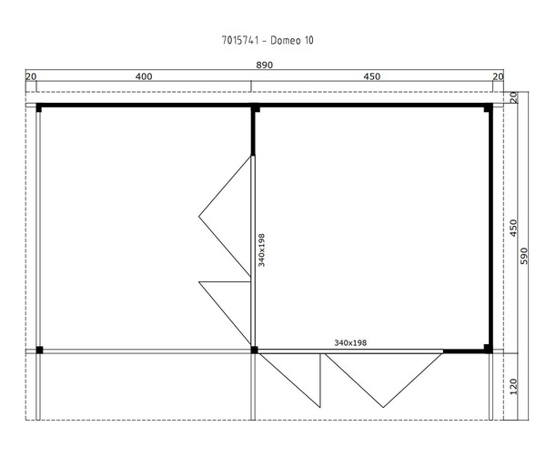 Lasita Maja Blockbohlenhaus Domeo 10, ca. B890/H258,4/T590 cm