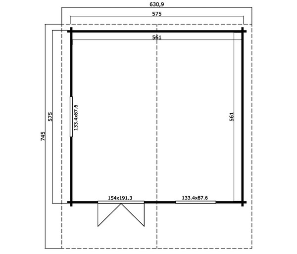 Lasita Maja Blockbohlenhaus Zanzibar, ca. B635/H306/T745 cm