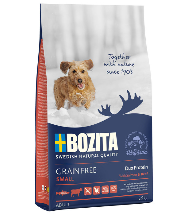 BOZITA Trockenfutter für Hunde Grain Free Salmon & Beef Small, Lachs & Rind