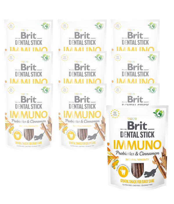 Brit Care Hundesnack Dental Sticks Immuno, Adult, Probiotika & Zimt, 10 x 251 g