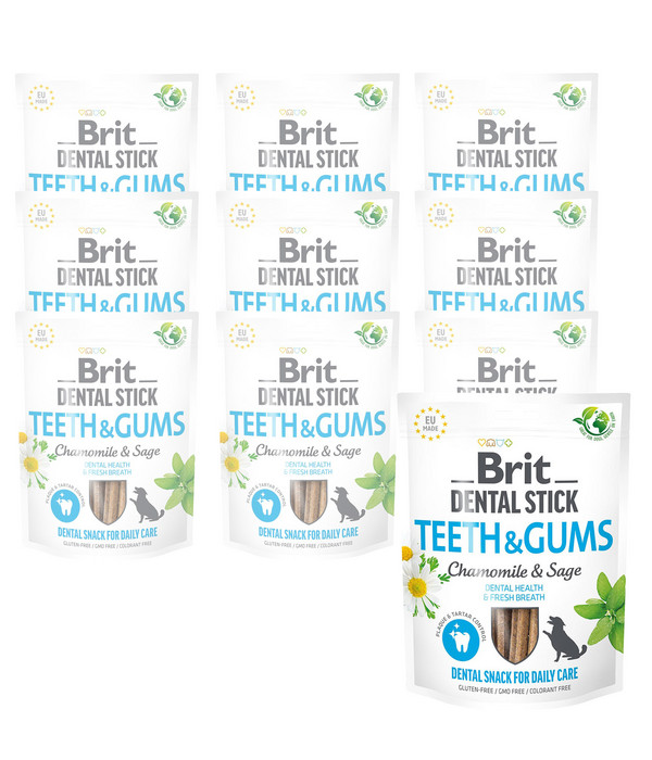 Brit Care Hundesnack Dental Sticks Teeth & Gums, Adult, Kamille & Salbei, 10 x 251 g