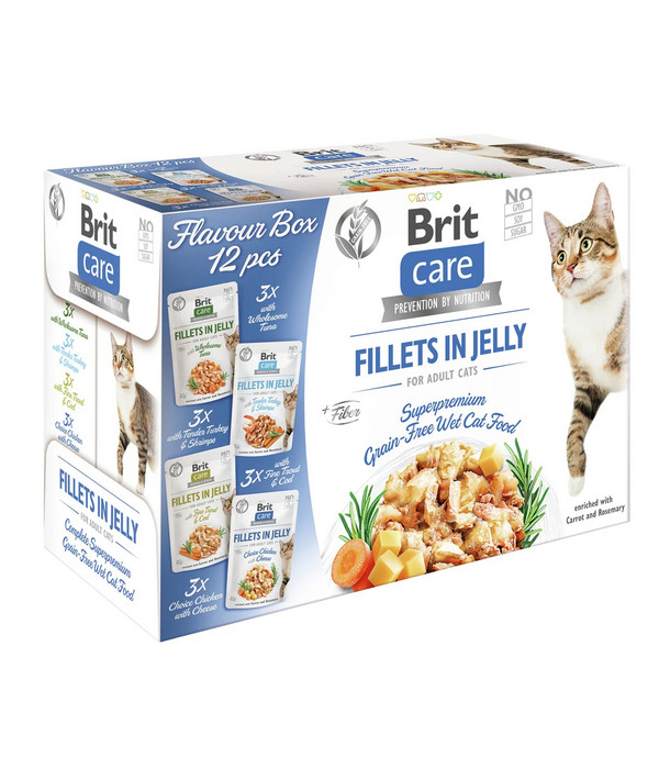 Brit Care Nassfutter für Katzen Flavour Box Filets in Gelee, Adult, 12 x 85 g