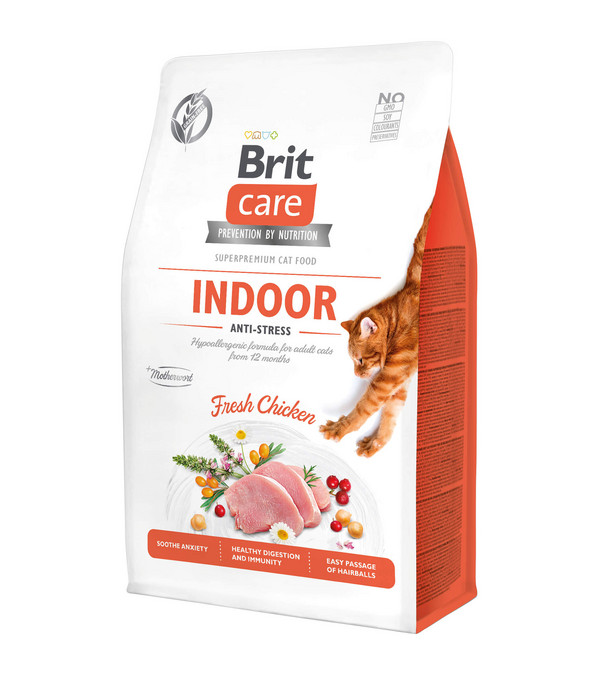Brit Care Trockenfutter für Katzen Indoor Anti Stress, Adult, Huhn