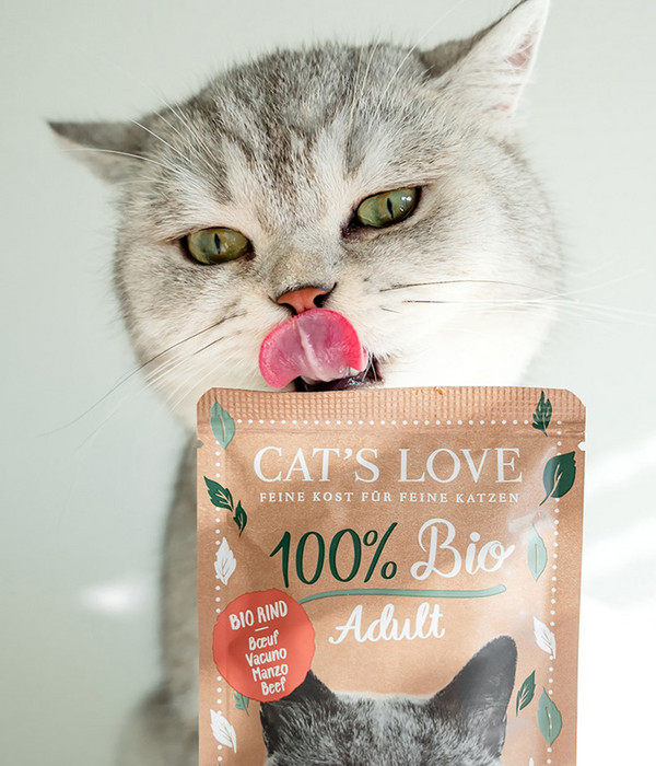 CAT'S LOVE Nassfutter für Katzen Adult Bio, 6 x 100 g