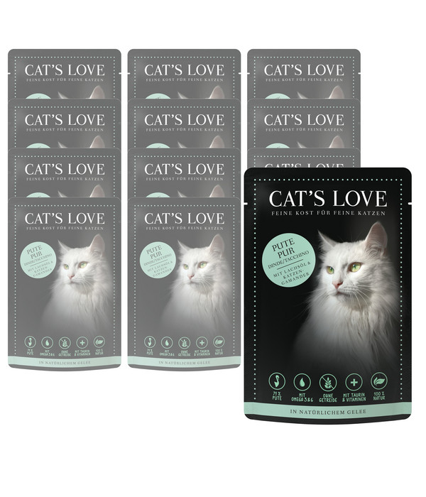 CAT'S LOVE Nassfutter für Katzen Adult Pur, 12 x 85 g