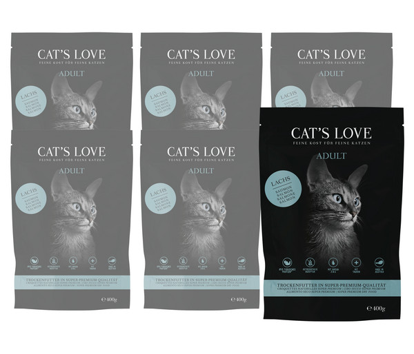 CAT'S LOVE Trockenfutter für Katzen Adult, 6 x 400 g