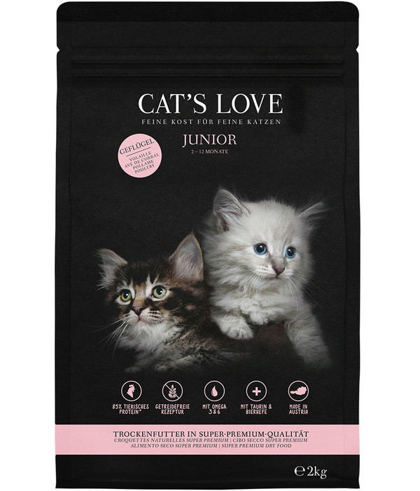 CAT'S LOVE Trockenfutter für Katzen Junior, Geflügel, 2 kg