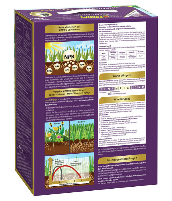 COMPO Rasendünger gegen Unkraut + Moos 4in1