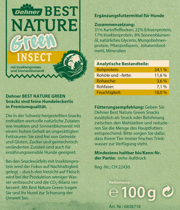 Dehner Best Nature Hundesnack Green Insect