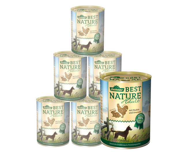 Dehner Best Nature Nassfutter für Hunde Adult, 6 x 400 g/800 g