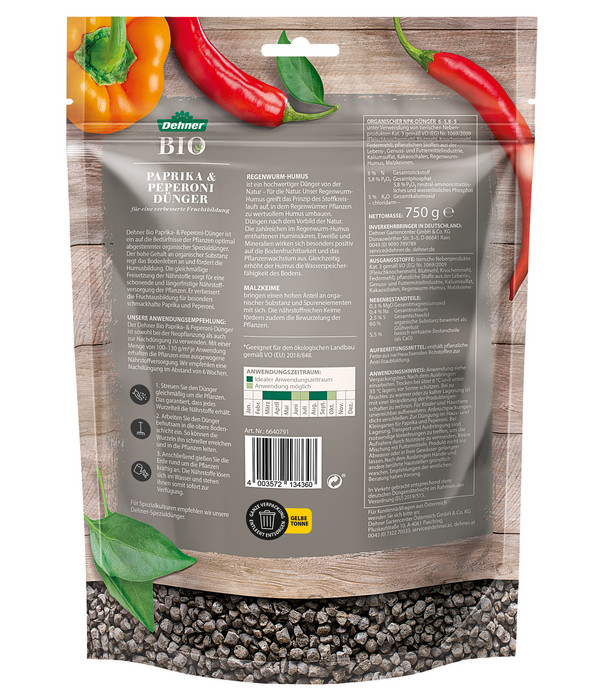 Dehner Bio Paprika- und Peperoni-Dünger, 750 g