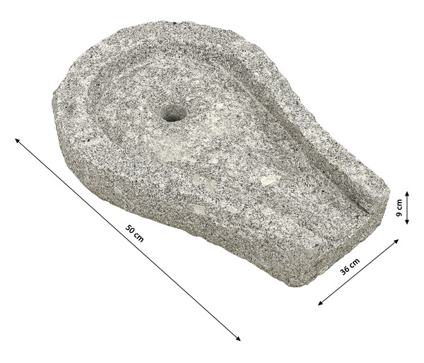 Dehner Granit-Bachlaufschale mit Loch und Anschlussstück
