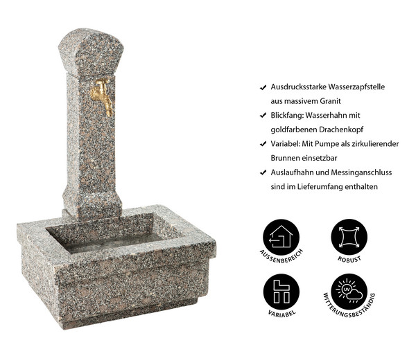 Dehner Granit-Gartenbrunnen Linz, ca. B62/H100/T46 cm