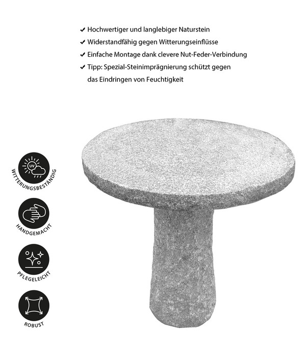 Dehner Granit-Tisch, rund, ca. Ø75/H75 cm