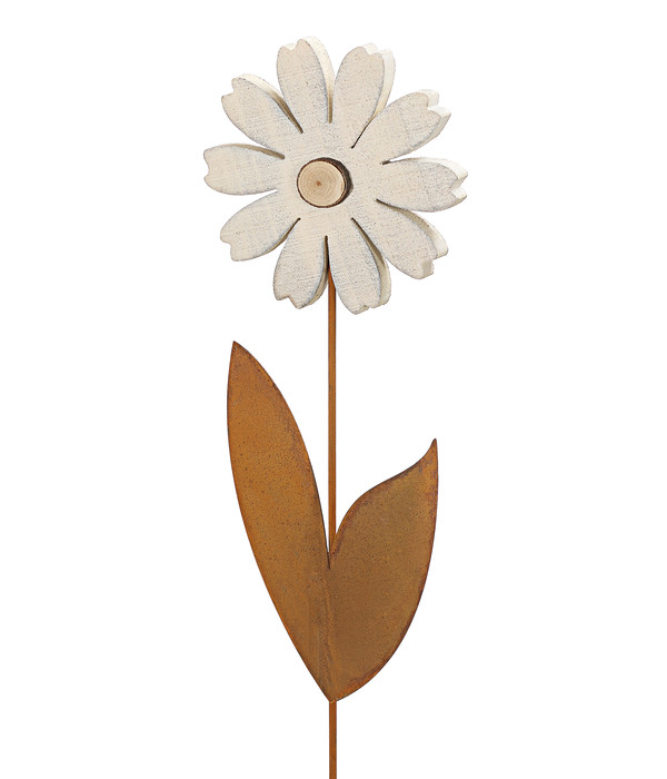 Dehner Holzblume mit Metall-Blätter, weiß