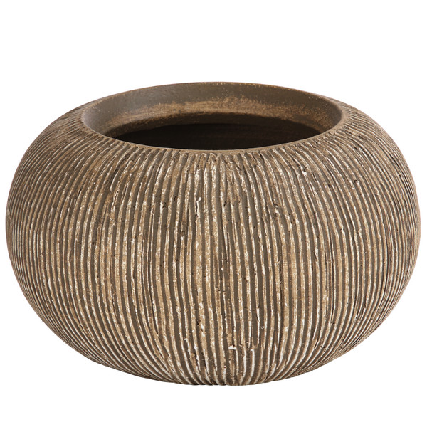 Dehner Keramik-Übertopf Isolde, bauchig, braun, ca. Ø22 cm