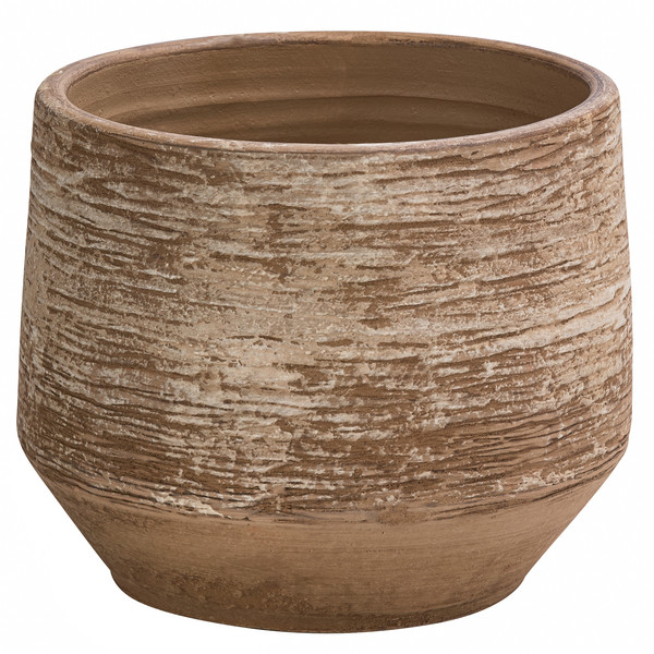 Dehner Keramik-Übertopf Laura, bauchig, hellbraun