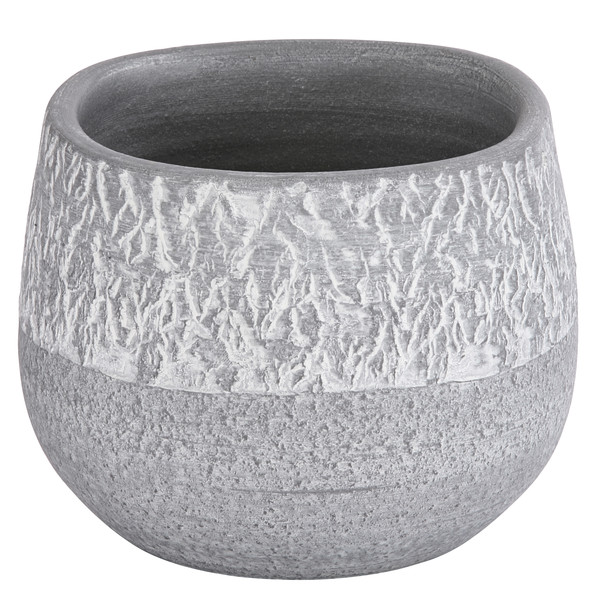 Dehner Keramik-Übertopf Lorenz, bauchig, grau