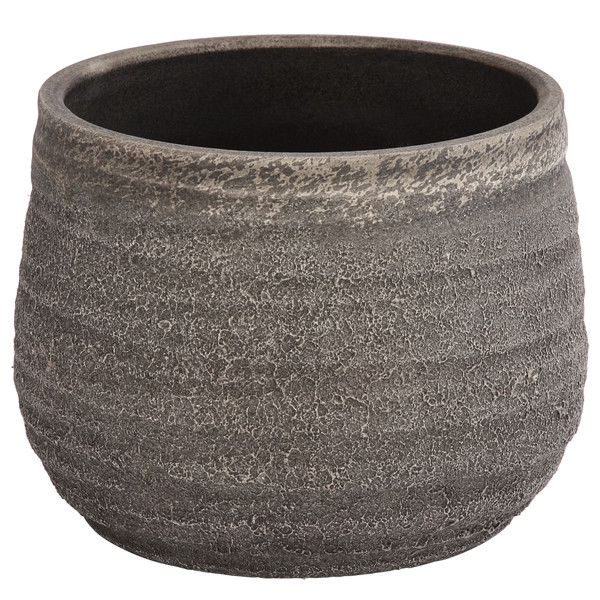 Dehner Keramik-Übertopf Yves, bauchig, grau