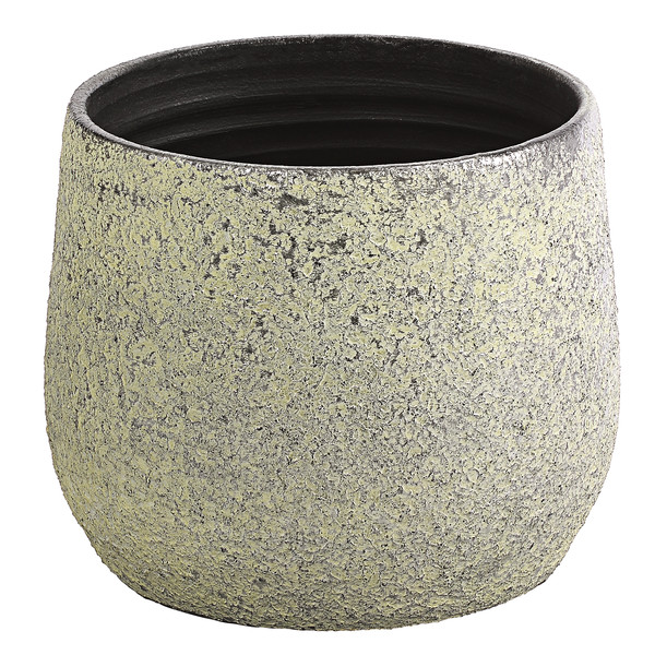 Dehner Keramik-Übertopf Yves, bauchig, silber