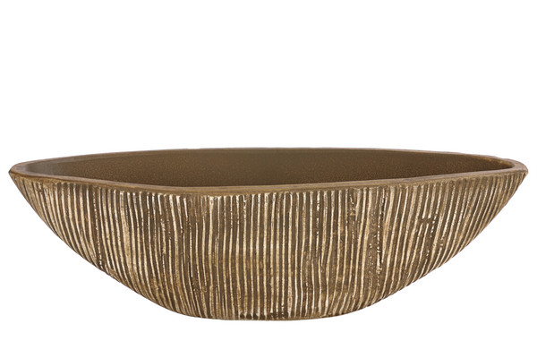Dehner Keramik-Jardiniere Isolde, oval, braun, ca. B34/H10/T13 cm