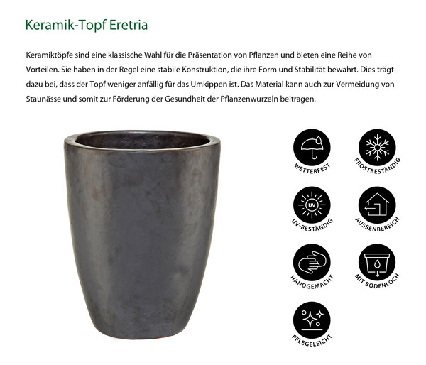 Dehner Keramik-Topf Eretria, rund, glasiert