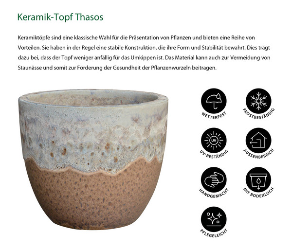 Dehner Keramik-Topf Thasos, rund