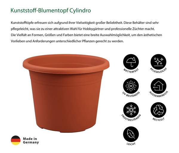 Dehner Kunststoff-Blumentopf Cylindro, rund