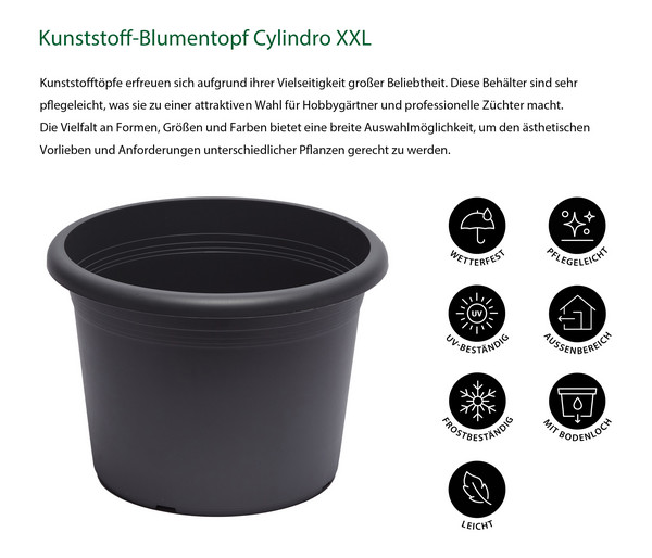 Dehner Kunststoff-Blumentopf Cylindro XXL, rund