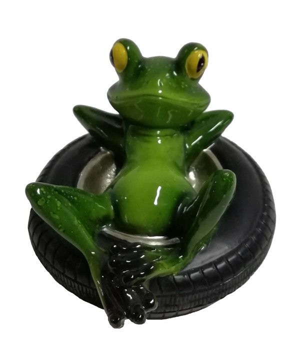 Dehner Kunststoff-Schwimmfigur Frosch im Reifen, ca. H8,7 cm