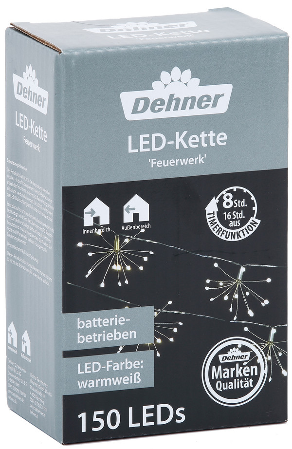 Dehner LED-Kette Feuerwerk, 150 LEDs, warmweiß, ca. L180 cm