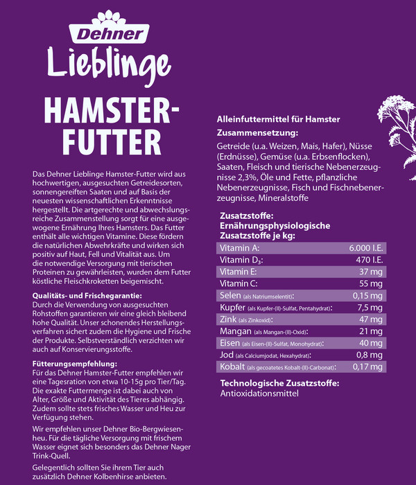Dehner Lieblinge Hamster-Futter, 500 g