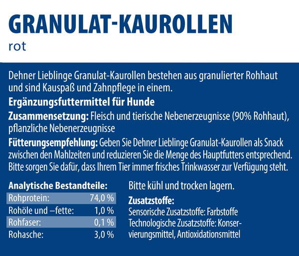 Dehner Lieblinge Hundesnack Granulat-Kaurollen, rot, 50 Stk.