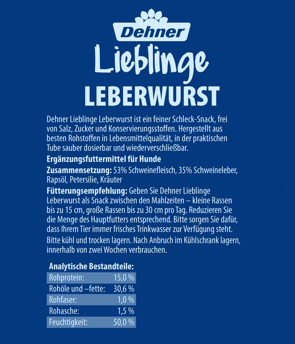 Dehner Lieblinge Hundesnack Leberwurst, 75 g
